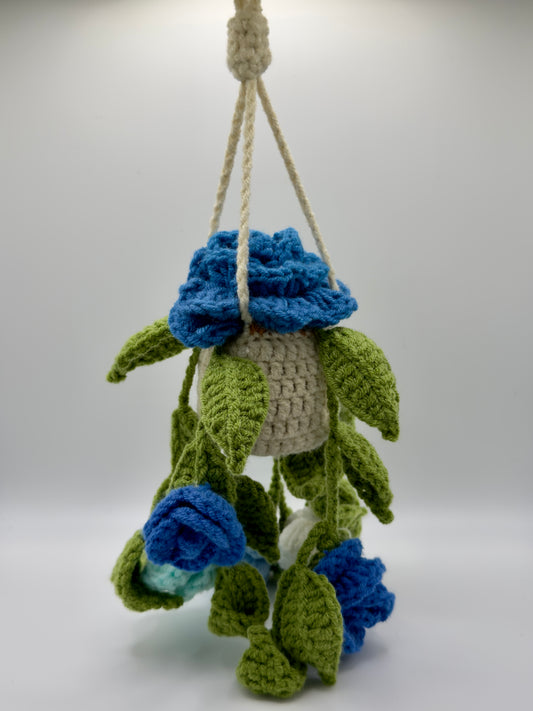 Blue Rose Hanging Flower Pot
