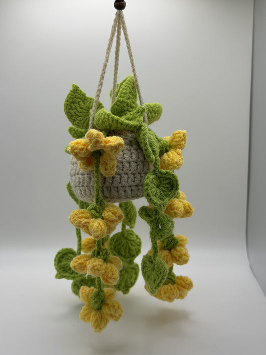 Yellow and Greenery Hanging Flower Pot