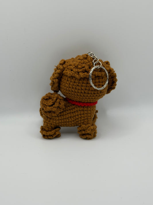 Brown puppy keychain