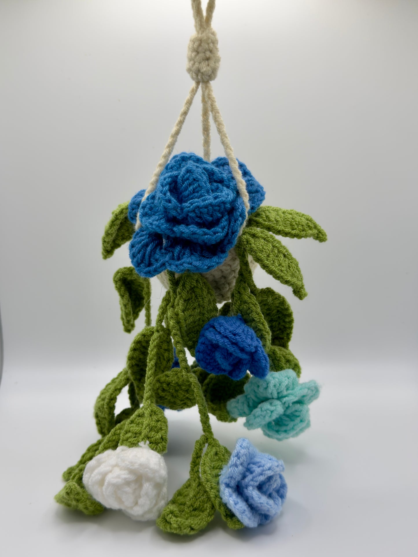 Blue Rose Hanging Flower Pot